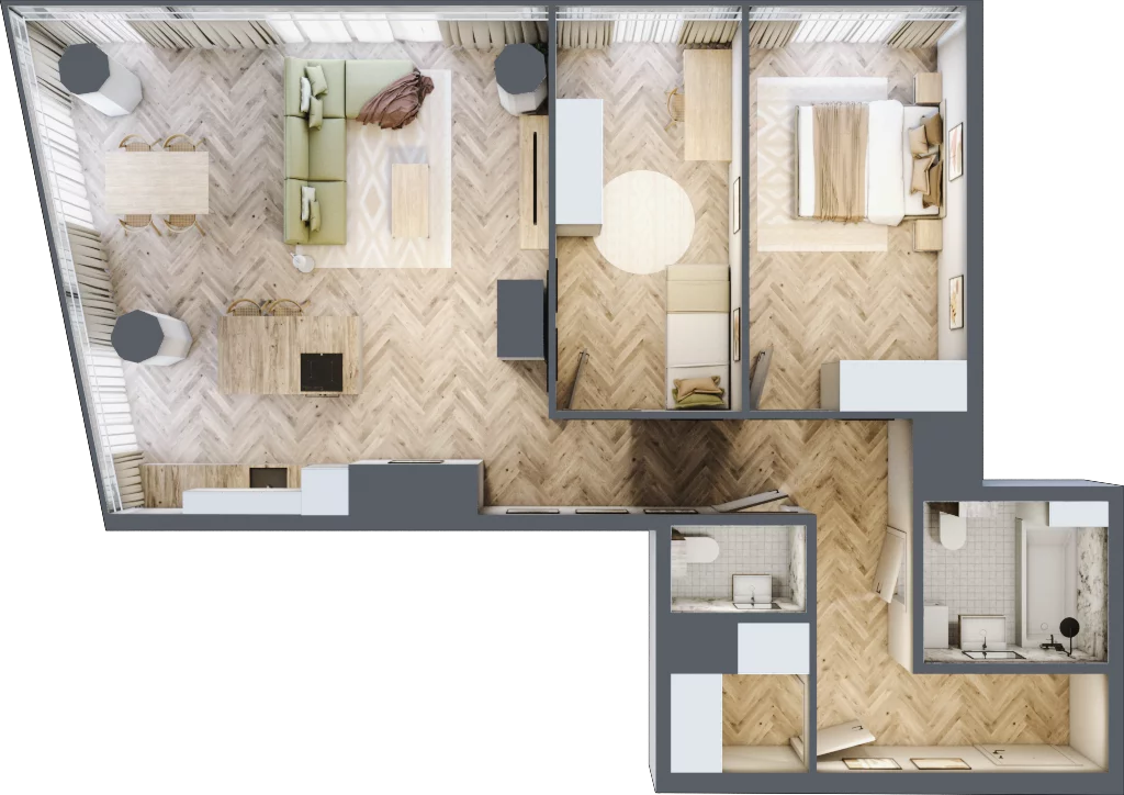 3 pokoje, mieszkanie 87,48 m², piętro 24, oferta nr M.325, O27 Apartamenty Opolska, Katowice, Śródmieście, ul. Opolska 27