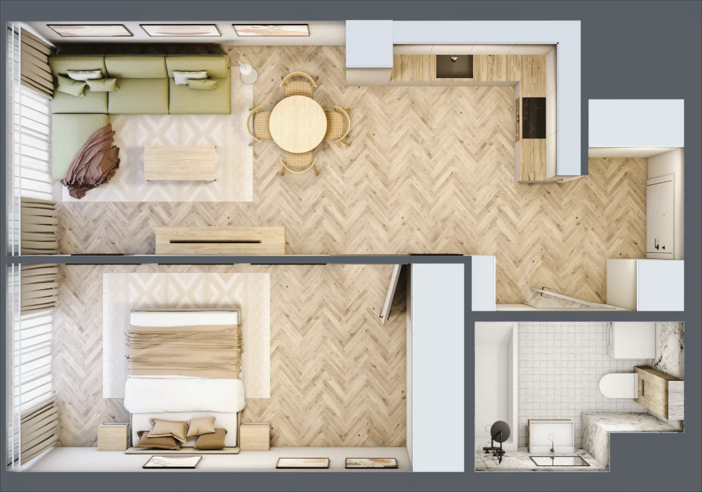 2 pokoje, mieszkanie 46,79 m², piętro 22, oferta nr M.302, O27 Apartamenty Opolska, Katowice, Śródmieście, ul. Opolska 27