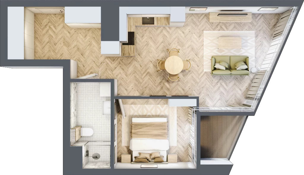 2 pokoje, mieszkanie 49,08 m², piętro 9, oferta nr M.59, O27 Apartamenty Opolska, Katowice, Śródmieście, ul. Opolska 27