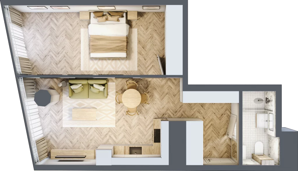 2 pokoje, mieszkanie 47,56 m², piętro 26, oferta nr M.360, O27 Apartamenty Opolska, Katowice, Śródmieście, ul. Opolska 27