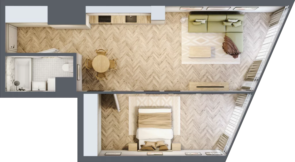 2 pokoje, mieszkanie 57,22 m², piętro 18, oferta nr M.223, O27 Apartamenty Opolska, Katowice, Śródmieście, ul. Opolska 27