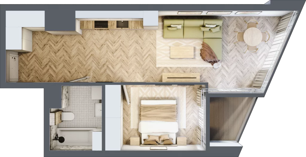 2 pokoje, mieszkanie 46,97 m², piętro 16, oferta nr M.184, O27 Apartamenty Opolska, Katowice, Śródmieście, ul. Opolska 27