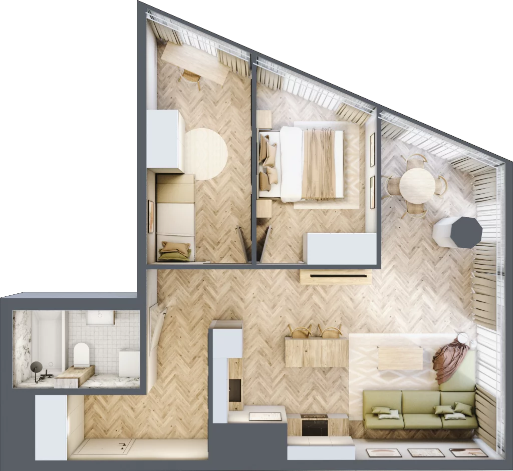 3 pokoje, mieszkanie 61,68 m², piętro 23, oferta nr M.314, O27 Apartamenty Opolska, Katowice, Śródmieście, ul. Opolska 27