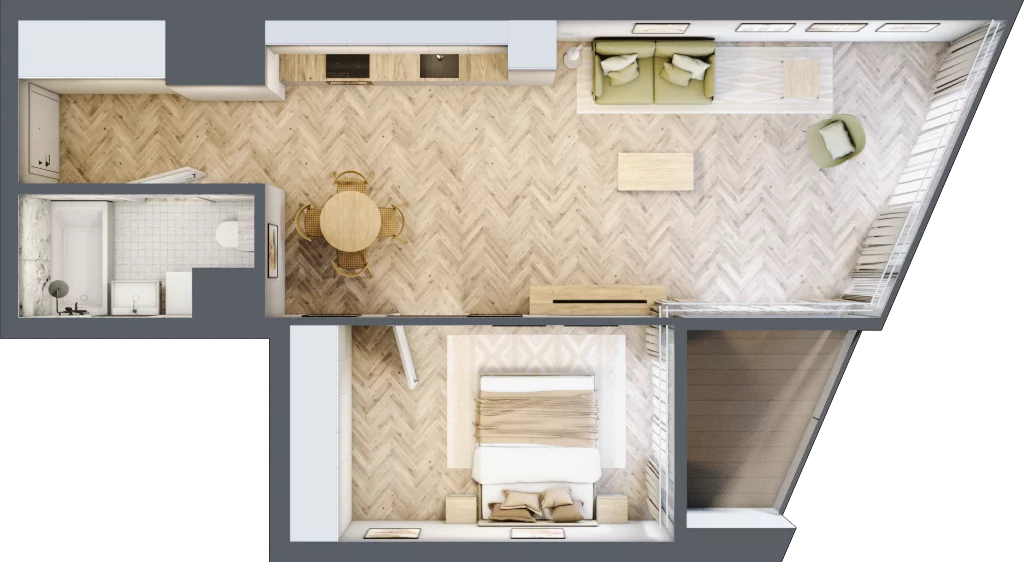 2 pokoje, mieszkanie 52,49 m², piętro 14, oferta nr M.151, O27 Apartamenty Opolska, Katowice, Śródmieście, ul. Opolska 27