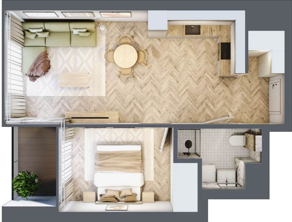 2 pokoje, mieszkanie 43,68 m², piętro 7, oferta nr M.28, O27 Apartamenty Opolska, Katowice, Śródmieście, ul. Opolska 27