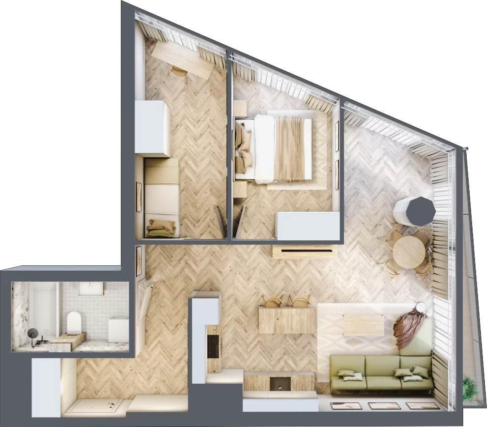 3 pokoje, mieszkanie 60,85 m², piętro 6, oferta nr M.8, O27 Apartamenty Opolska, Katowice, Śródmieście, ul. Opolska 27