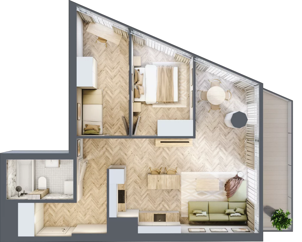 3 pokoje, mieszkanie 60,85 m², piętro 7, oferta nr M.26, O27 Apartamenty Opolska, Katowice, Śródmieście, ul. Opolska 27
