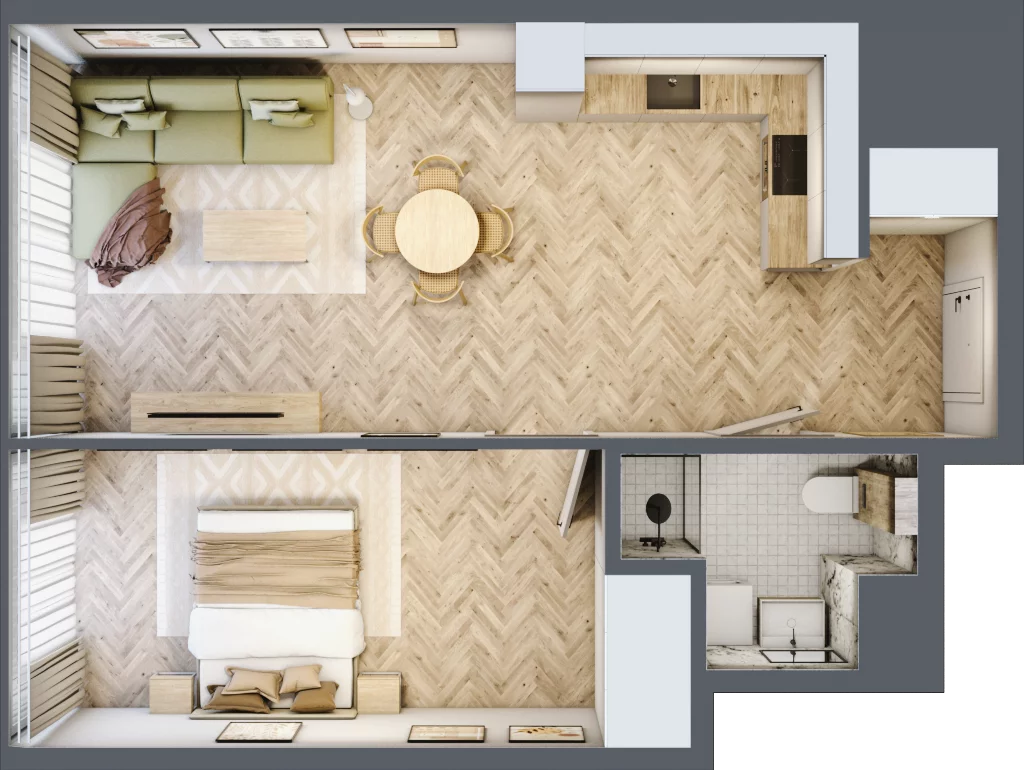 3 pokoje, mieszkanie 48,61 m², piętro 27, oferta nr M.386, O27 Apartamenty Opolska, Katowice, Śródmieście, ul. Opolska 27