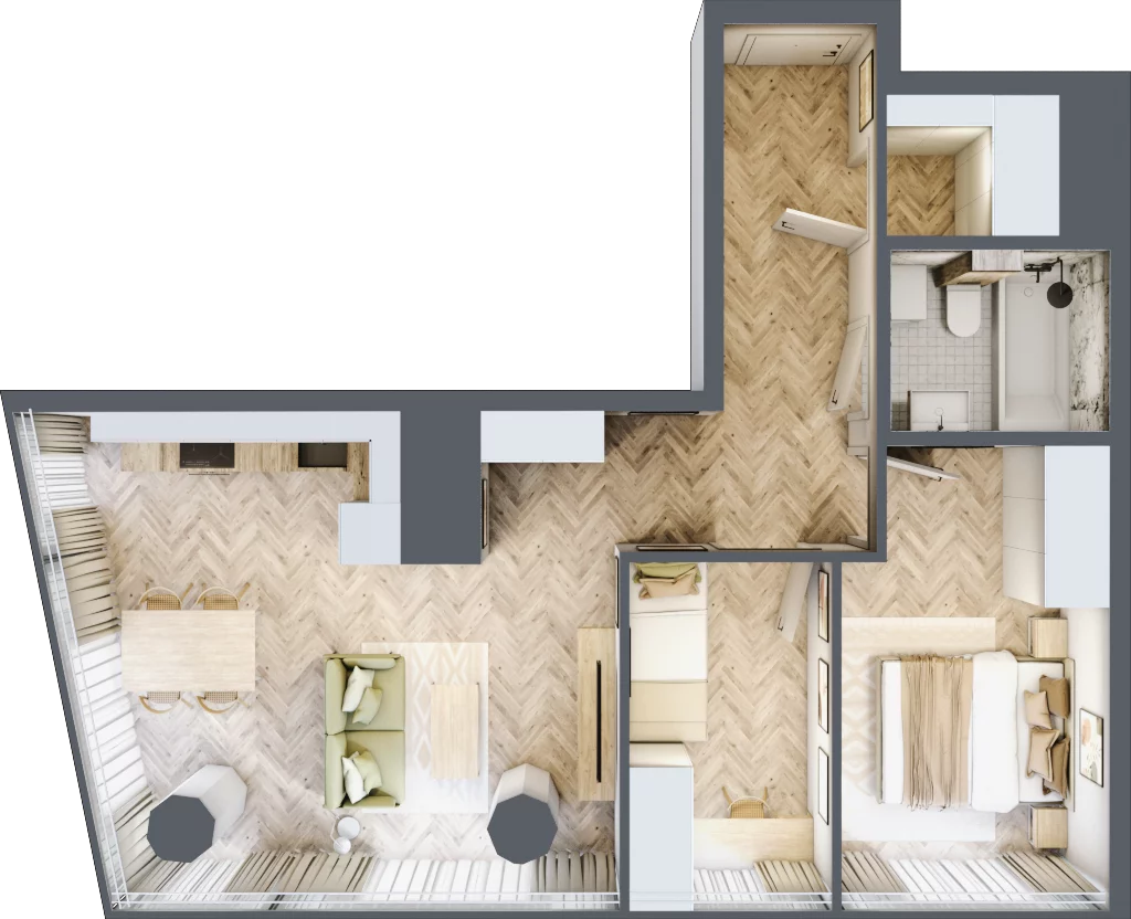 3 pokoje, mieszkanie 57,85 m², piętro 25, oferta nr M.357, O27 Apartamenty Opolska, Katowice, Śródmieście, ul. Opolska 27