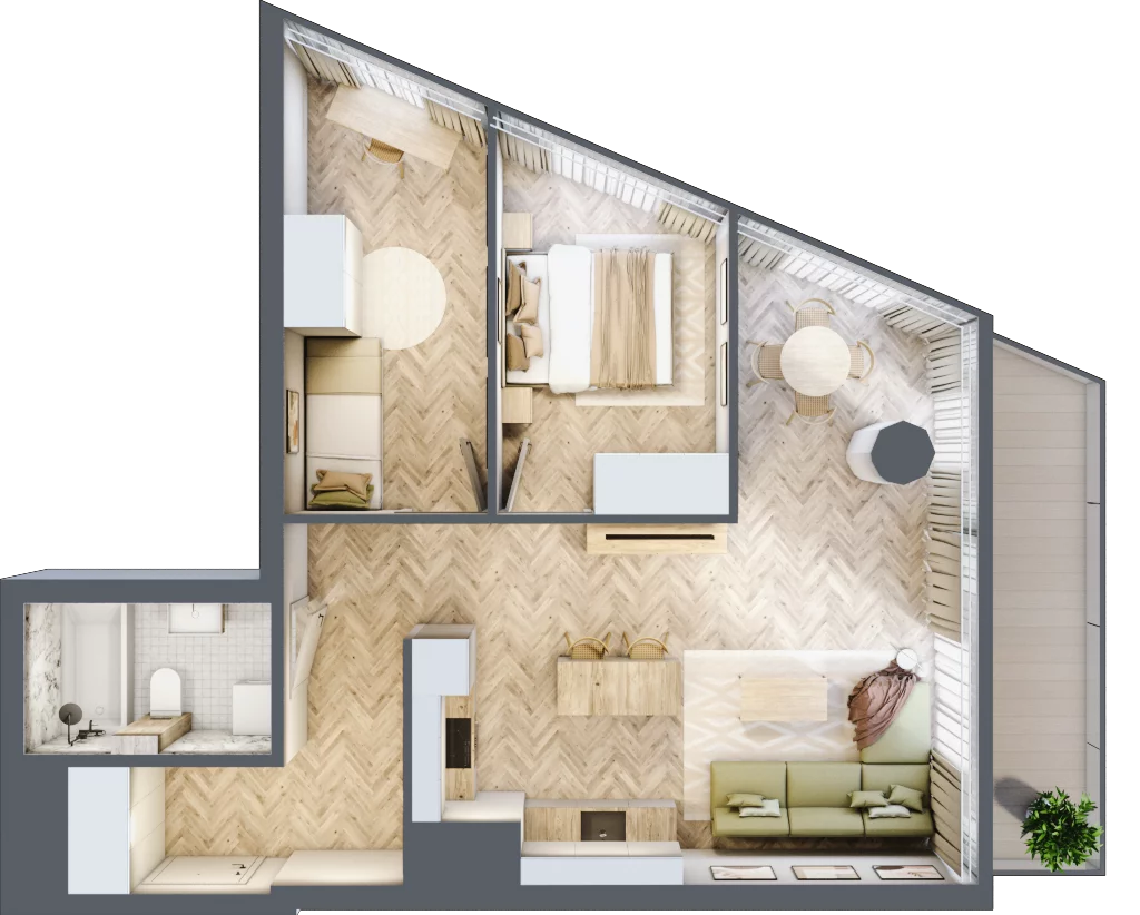 3 pokoje, mieszkanie 61,42 m², piętro 11, oferta nr M.98, O27 Apartamenty Opolska, Katowice, Śródmieście, ul. Opolska 27