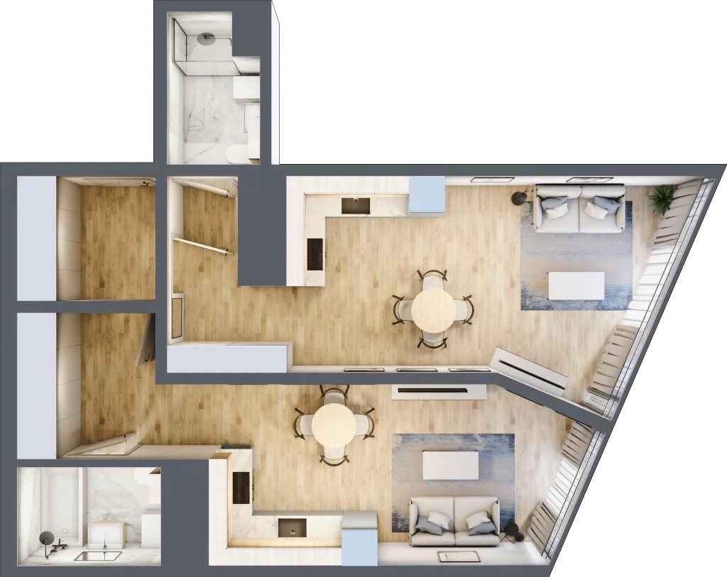 2 pokoje, mieszkanie 64,97 m², piętro 26, oferta nr M.365, O27 Apartamenty Opolska, Katowice, Śródmieście, ul. Opolska 27