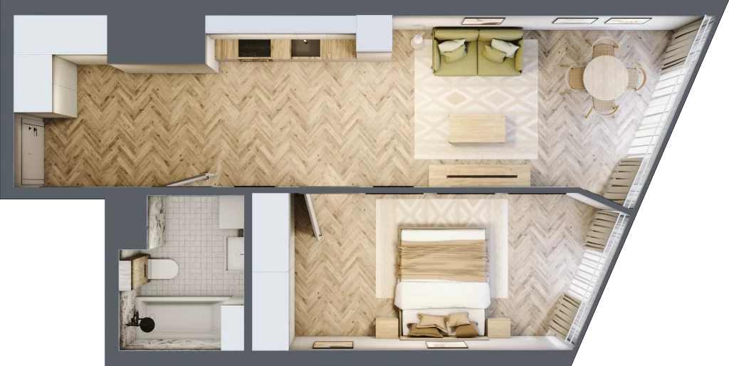 2 pokoje, mieszkanie 50,79 m², piętro 21, oferta nr M.274, O27 Apartamenty Opolska, Katowice, Śródmieście, ul. Opolska 27