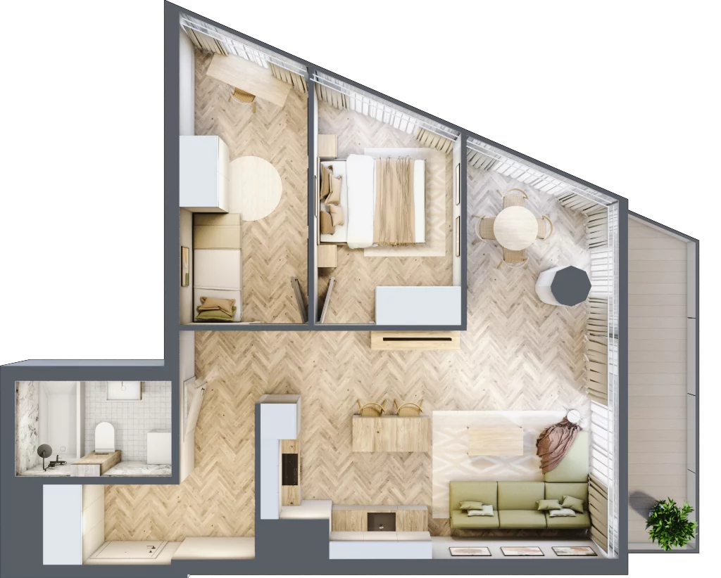 3 pokoje, mieszkanie 61,42 m², piętro 16, oferta nr M.188, O27 Apartamenty Opolska, Katowice, Śródmieście, ul. Opolska 27