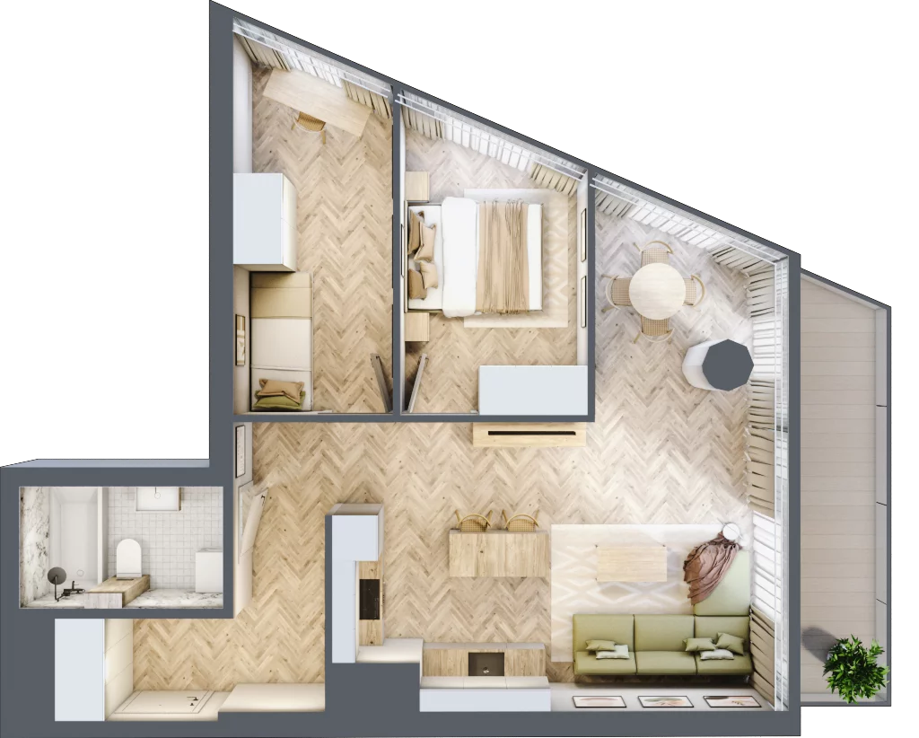 3 pokoje, mieszkanie 60,85 m², piętro 8, oferta nr M.44, O27 Apartamenty Opolska, Katowice, Śródmieście, ul. Opolska 27