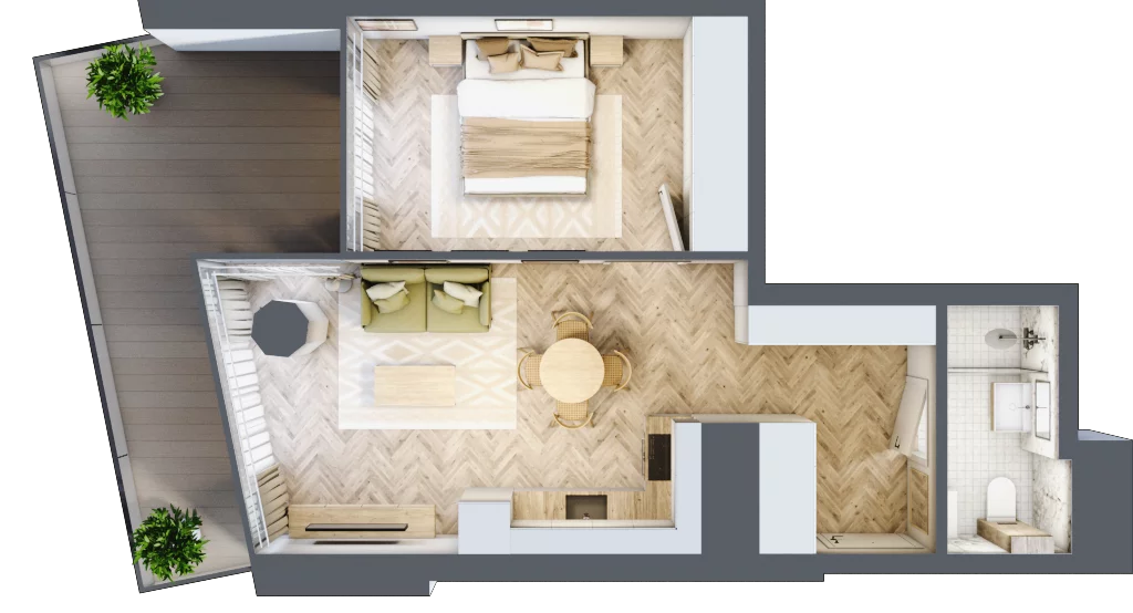 2 pokoje, mieszkanie 42,12 m², piętro 12, oferta nr M.108, O27 Apartamenty Opolska, Katowice, Śródmieście, ul. Opolska 27