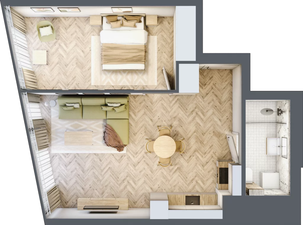 2 pokoje, mieszkanie 50,26 m², piętro 23, oferta nr M.305, O27 Apartamenty Opolska, Katowice, Śródmieście, ul. Opolska 27