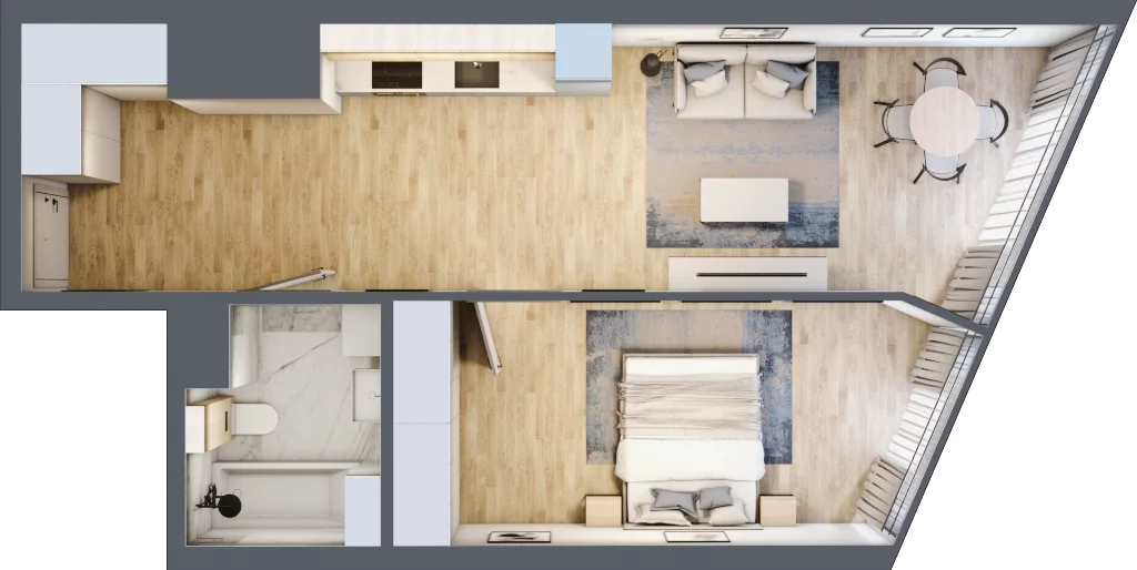 2 pokoje, apartament 50,79 m², piętro 17, oferta nr M.202, O27 Apartamenty Opolska, Katowice, Śródmieście, ul. Opolska 27