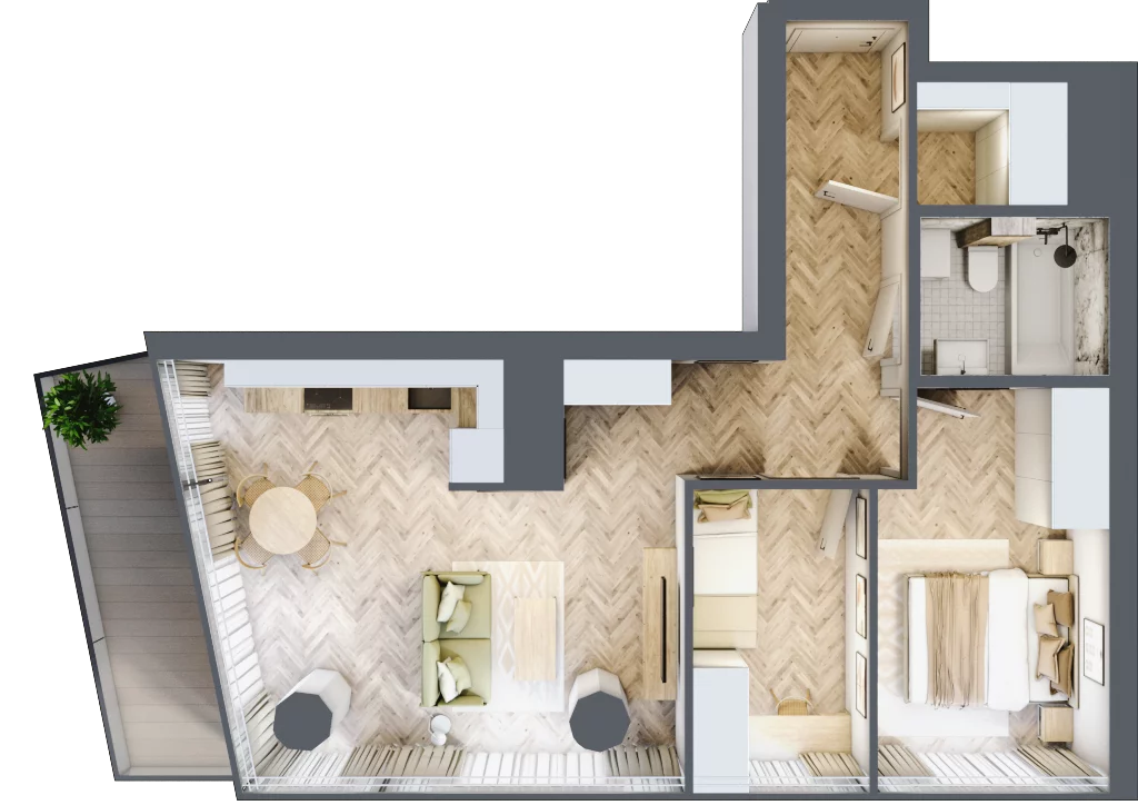 3 pokoje, mieszkanie 57,03 m², piętro 7, oferta nr M.33, O27 Apartamenty Opolska, Katowice, Śródmieście, ul. Opolska 27