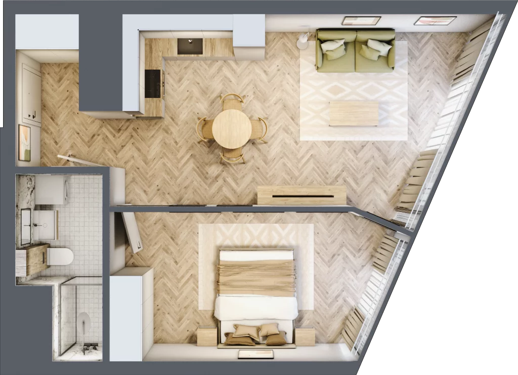 2 pokoje, apartament 46,71 m², piętro 21, oferta nr M.275, O27 Apartamenty Opolska, Katowice, Śródmieście, ul. Opolska 27