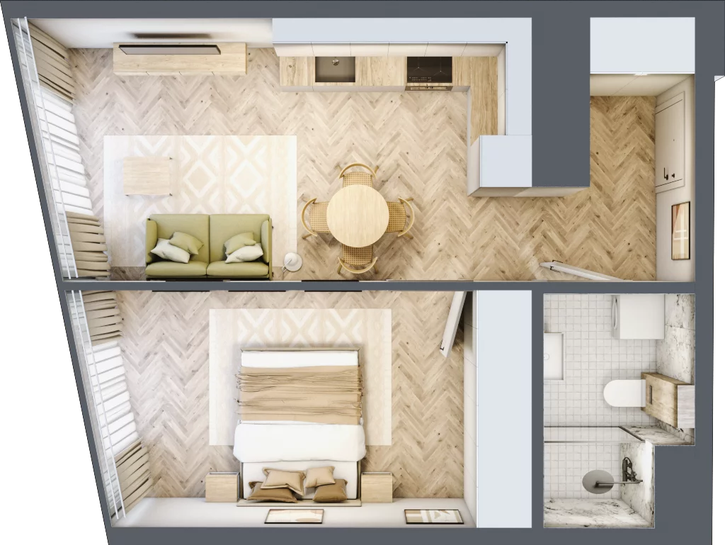 2 pokoje, mieszkanie 40,83 m², piętro 28, oferta nr M.406, O27 Apartamenty Opolska, Katowice, Śródmieście, ul. Opolska 27