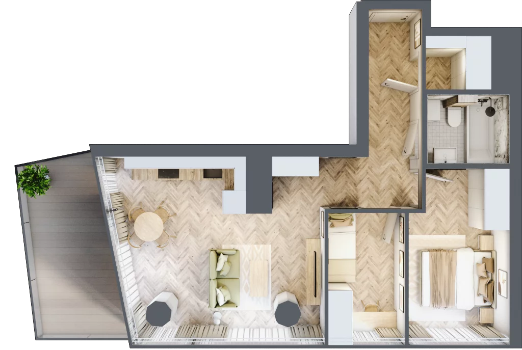 3 pokoje, mieszkanie 57,19 m², piętro 6, oferta nr M.15, O27 Apartamenty Opolska, Katowice, Śródmieście, ul. Opolska 27