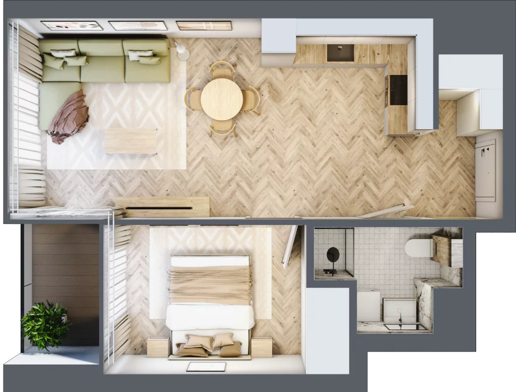 2 pokoje, mieszkanie 43,68 m², piętro 8, oferta nr M.46, O27 Apartamenty Opolska, Katowice, Śródmieście, ul. Opolska 27
