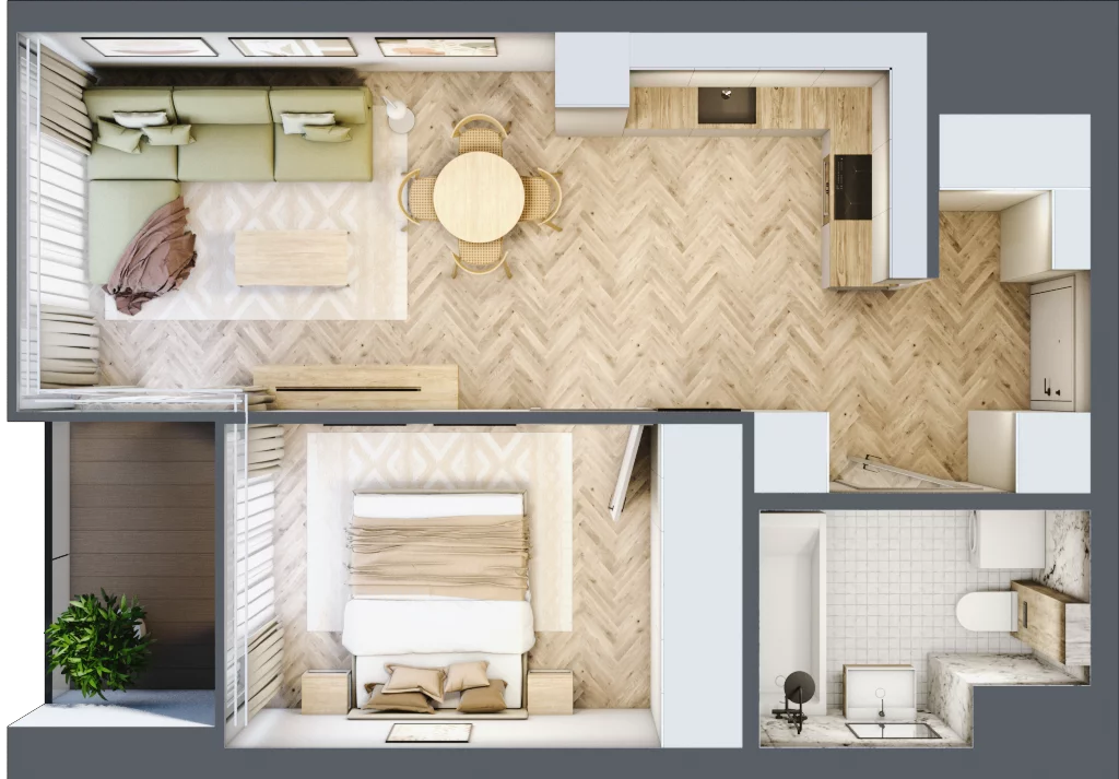 2 pokoje, mieszkanie 42,81 m², piętro 15, oferta nr M.176, O27 Apartamenty Opolska, Katowice, Śródmieście, ul. Opolska 27