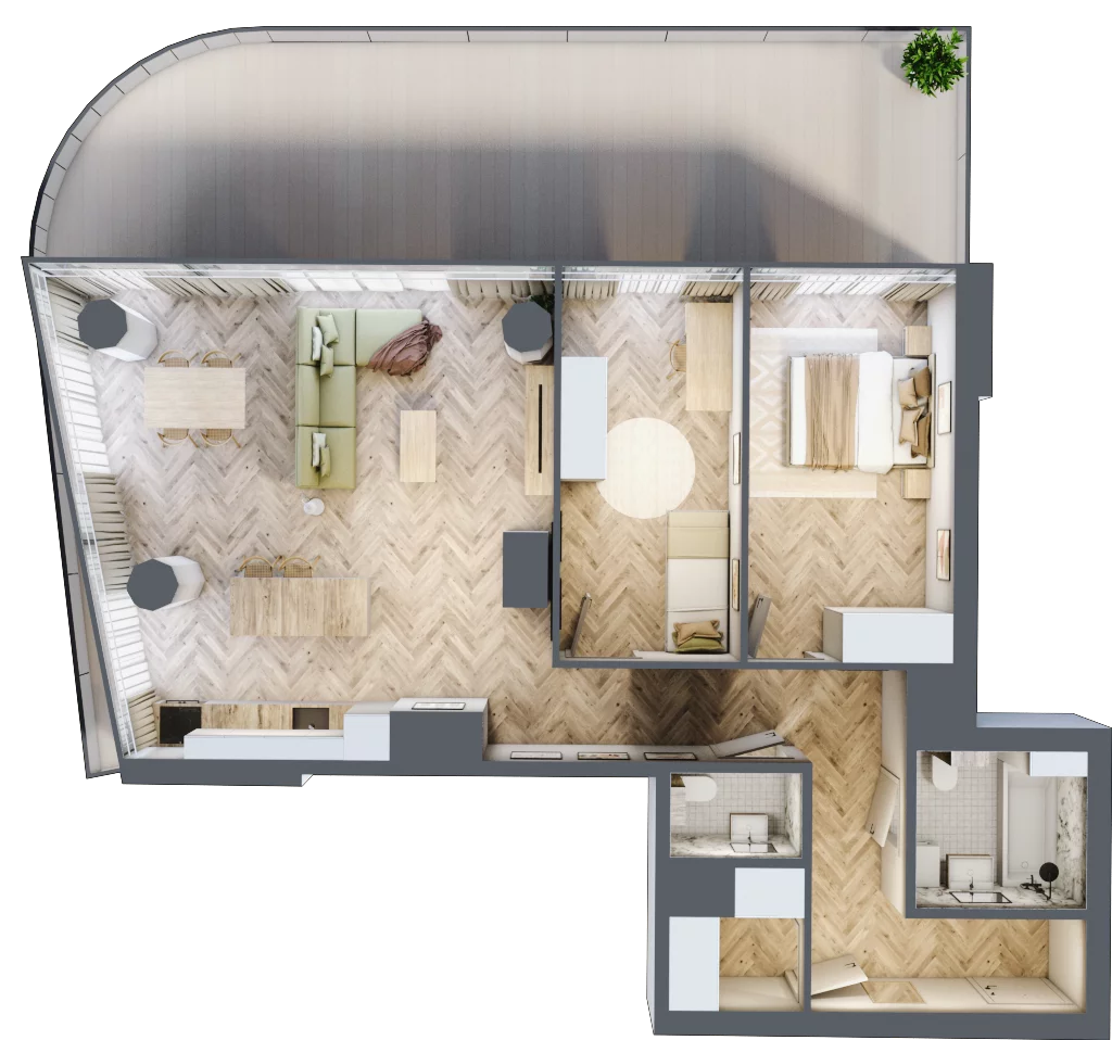 3 pokoje, mieszkanie 86,73 m², piętro 6, oferta nr M.3, O27 Apartamenty Opolska, Katowice, Śródmieście, ul. Opolska 27