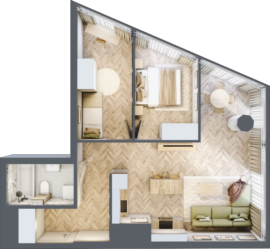 3 pokoje, mieszkanie 61,34 m², piętro 17, oferta nr M.206, O27 Apartamenty Opolska, Katowice, Śródmieście, ul. Opolska 27