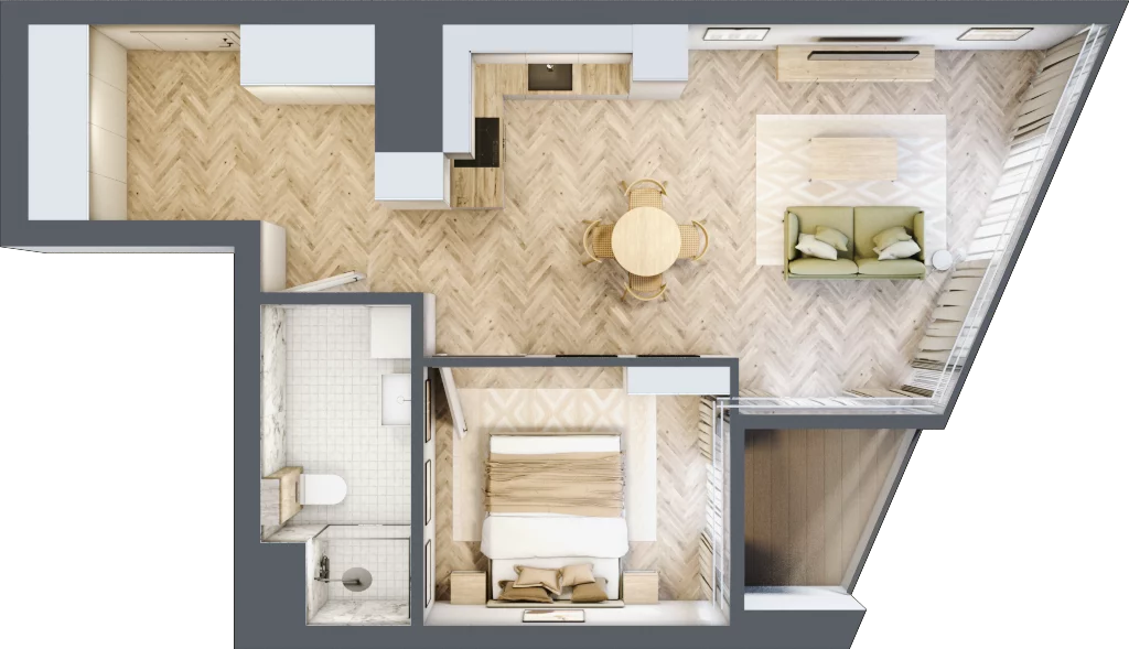 2 pokoje, mieszkanie 49,08 m², piętro 15, oferta nr M.167, O27 Apartamenty Opolska, Katowice, Śródmieście, ul. Opolska 27