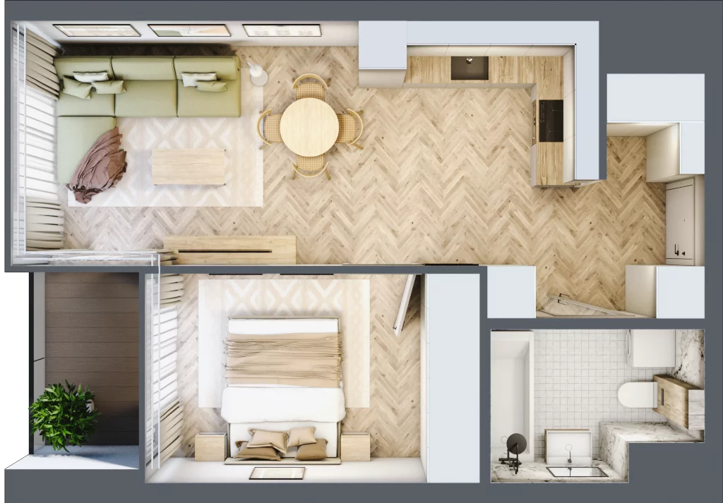 2 pokoje, mieszkanie 42,81 m², piętro 9, oferta nr M.68, O27 Apartamenty Opolska, Katowice, Śródmieście, ul. Opolska 27