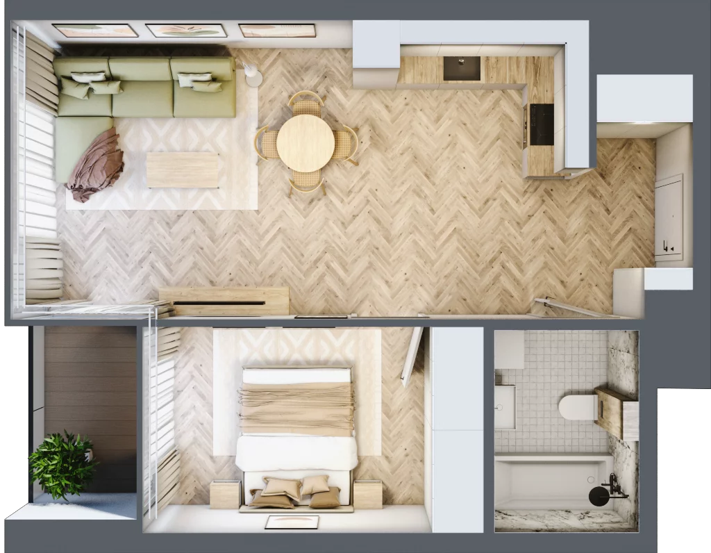 2 pokoje, mieszkanie 47,76 m², piętro 15, oferta nr M.174, O27 Apartamenty Opolska, Katowice, Śródmieście, ul. Opolska 27