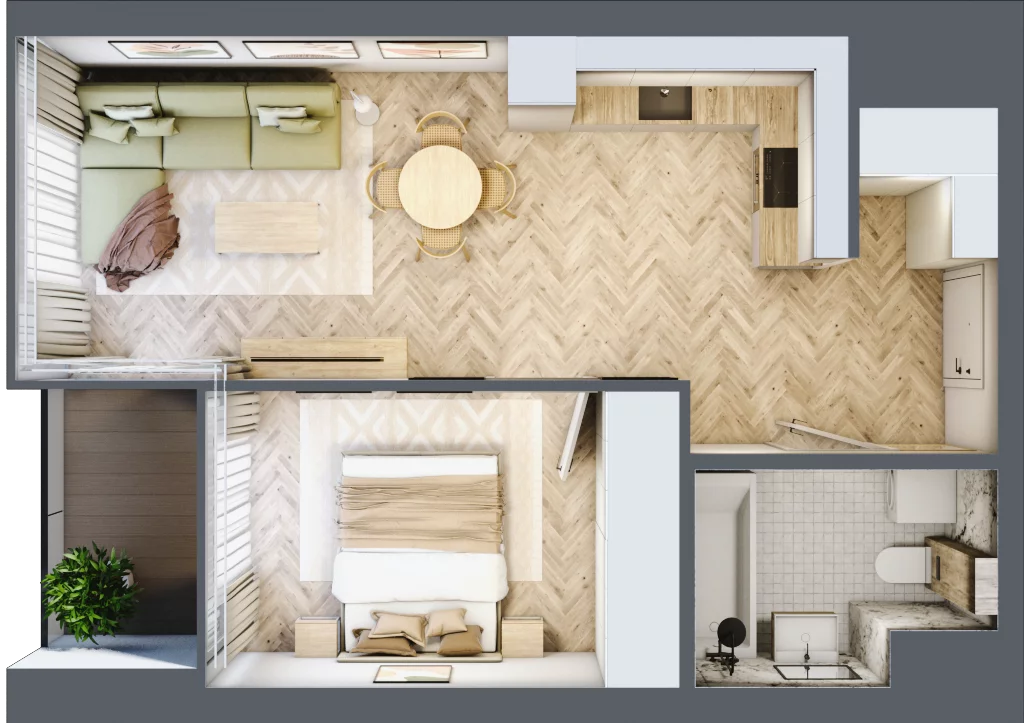 2 pokoje, mieszkanie 42,59 m², piętro 7, oferta nr M.31, O27 Apartamenty Opolska, Katowice, Śródmieście, ul. Opolska 27