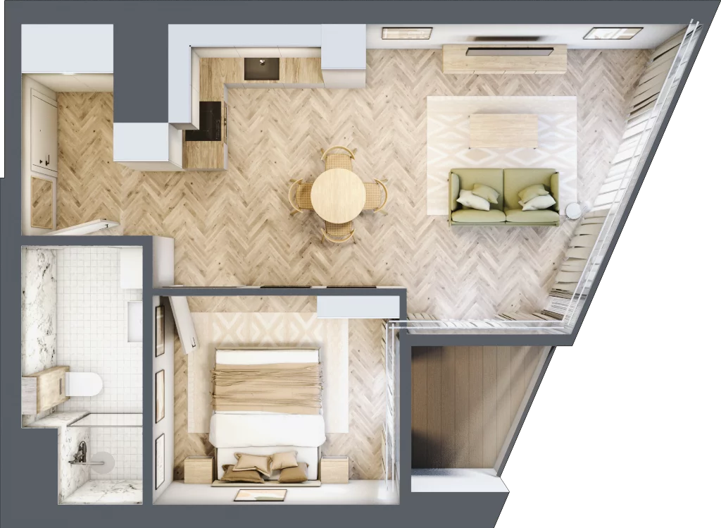2 pokoje, apartament 43,25 m², piętro 7, oferta nr M.23, O27 Apartamenty Opolska, Katowice, Śródmieście, ul. Opolska 27