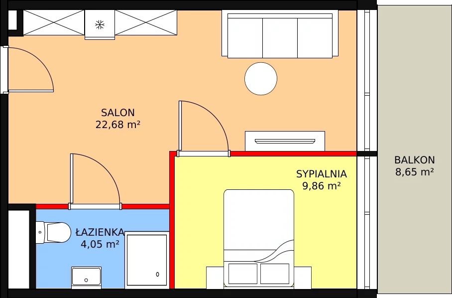 2 pokoje, apartament 36,59 m², piętro 1, oferta nr 1.A12, Linea Mare, Pobierowo, ul. Karola Borka 6