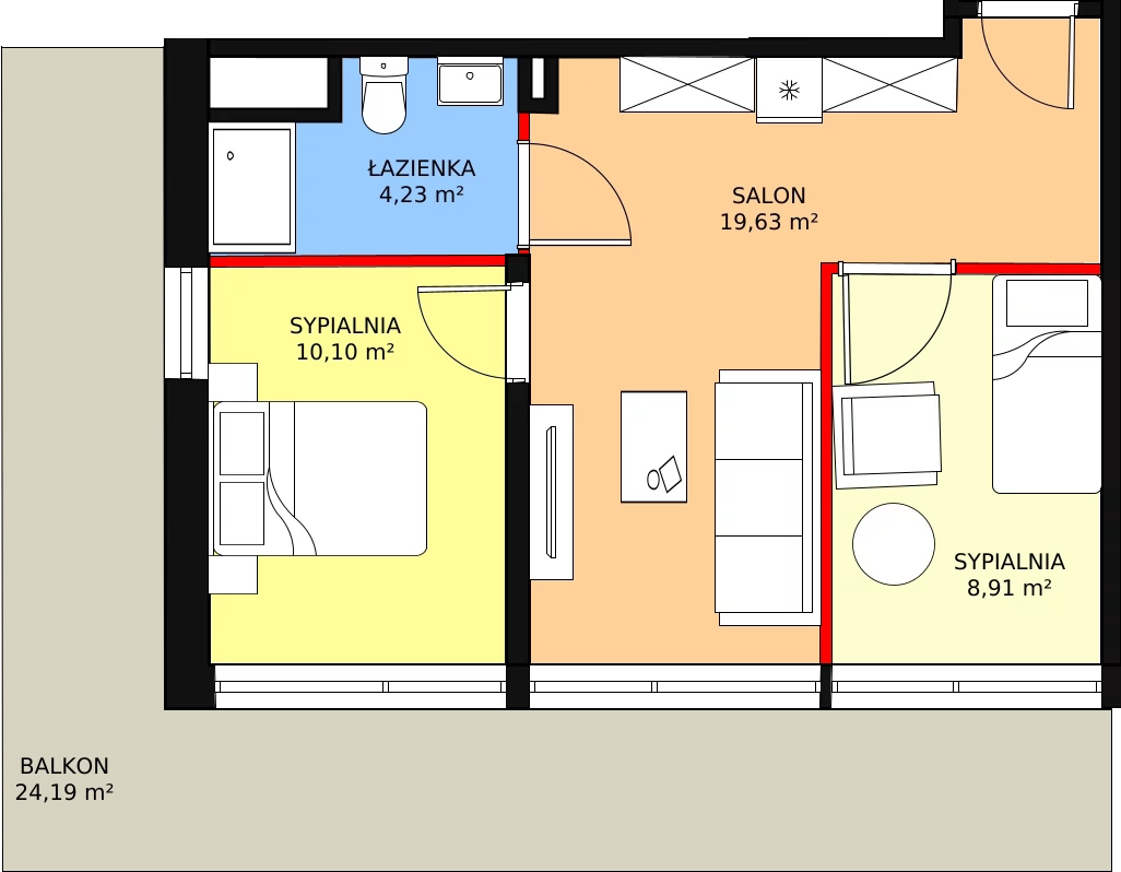 3 pokoje, apartament 42,87 m², piętro 3, oferta nr 3.H01, Linea Mare, Pobierowo, ul. Karola Borka 6