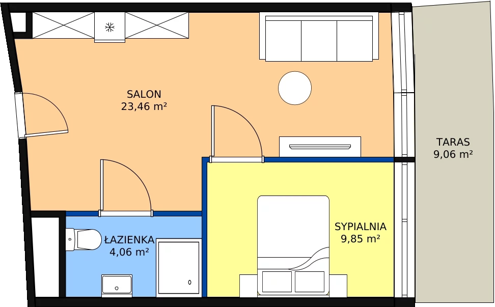 2 pokoje, apartament 37,37 m², parter, oferta nr 0.A02, Linea Mare, Pobierowo, ul. Karola Borka 6