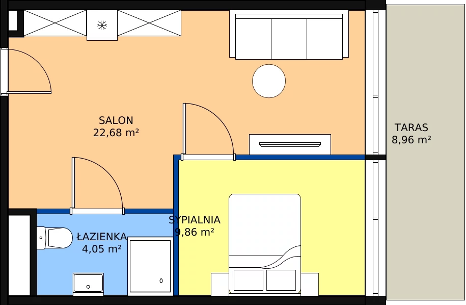 Zalety apartamentu 36.59 m², 0.A08