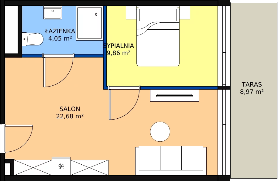 Zalety apartamentu 36.59 m², 0.A09