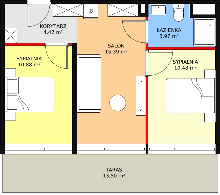 3 pokoje, apartament 45,14 m², parter, oferta nr 0.A12, Linea Mare, Pobierowo, ul. Karola Borka 6