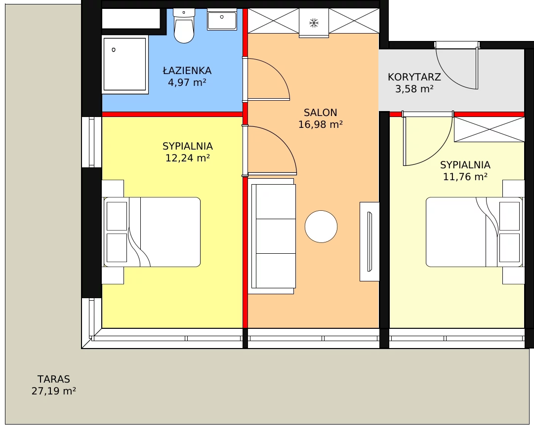 3 pokoje, apartament 49,53 m², parter, oferta nr 0.A15, Linea Mare, Pobierowo, ul. Karola Borka 6