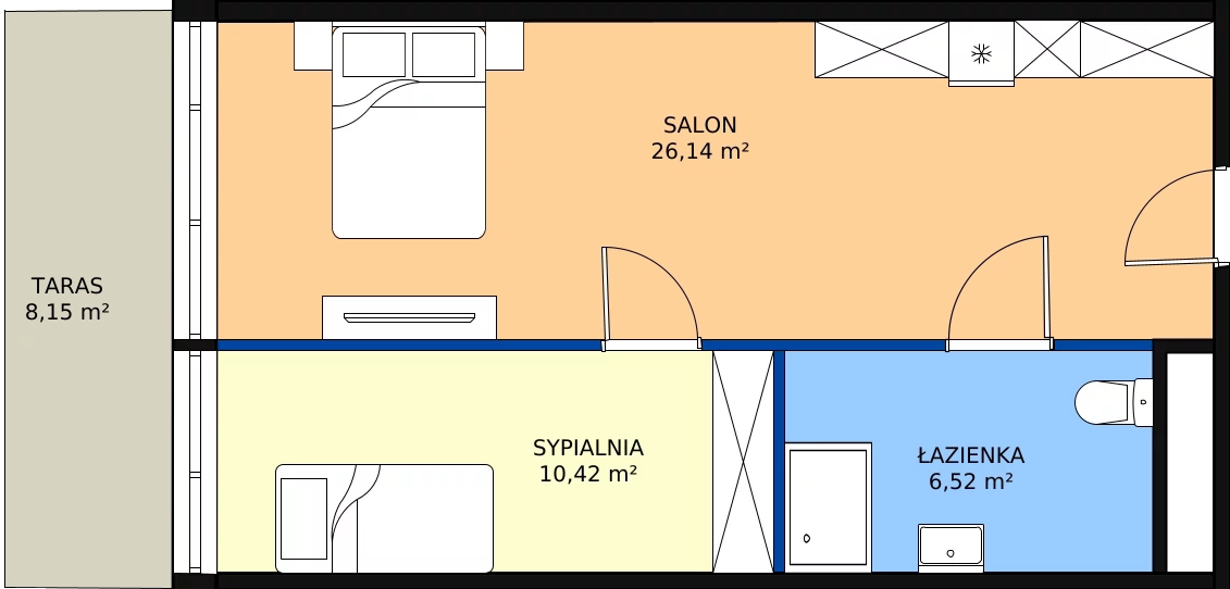 Zalety apartamentu 43.08 m², 0.H14