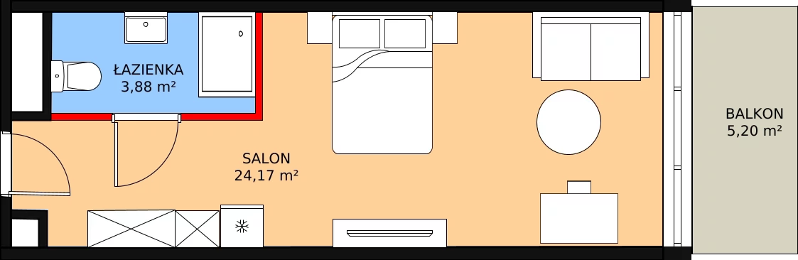 Apartament 28,05 m², piętro 1, oferta nr 1.H02, Linea Mare, Pobierowo, ul. Karola Borka 6