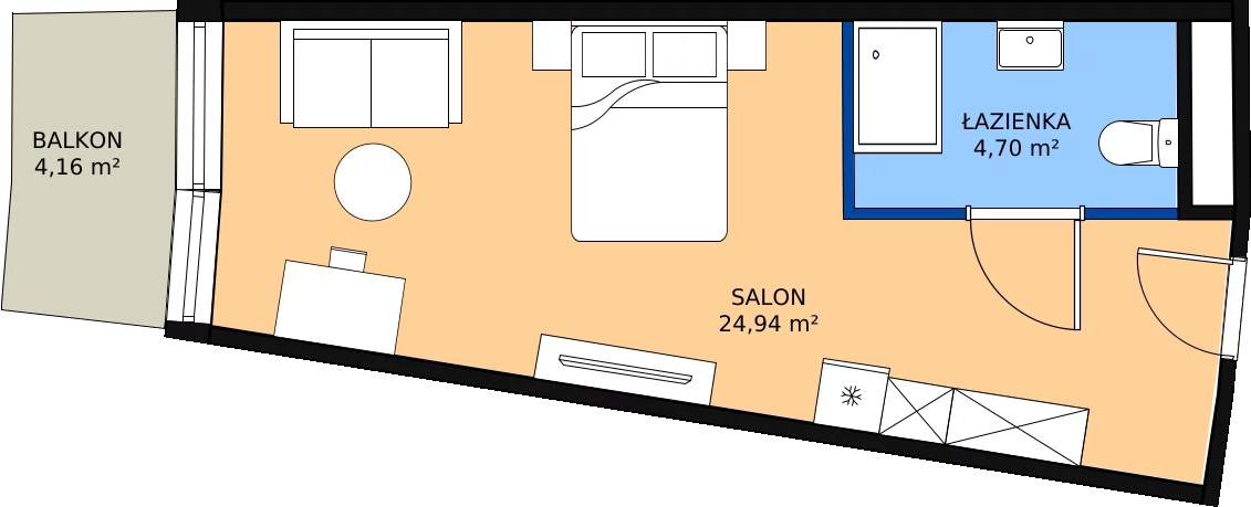 Zalety apartamentu 29.64 m², 1.H15