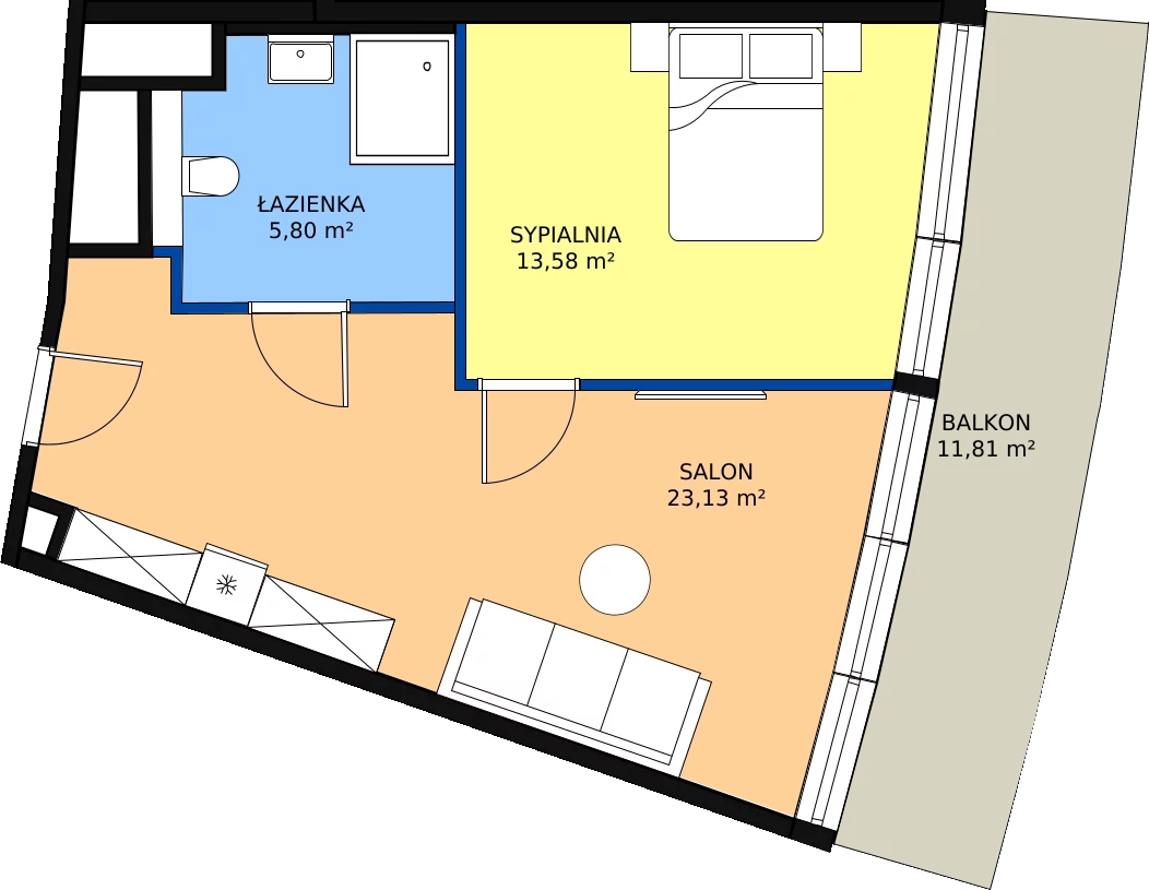 Zalety apartamentu 42.51 m², 2.A03