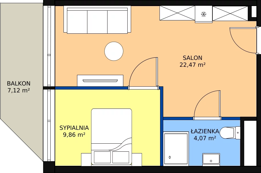 Zalety apartamentu 36.4 m², 2.A19