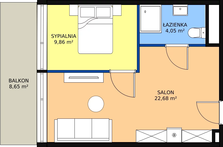 Zalety apartamentu 36.59 m², 2.A20