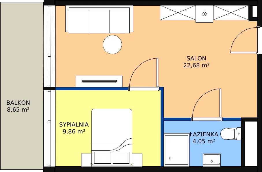 Zalety apartamentu 36.59 m², 2.A23