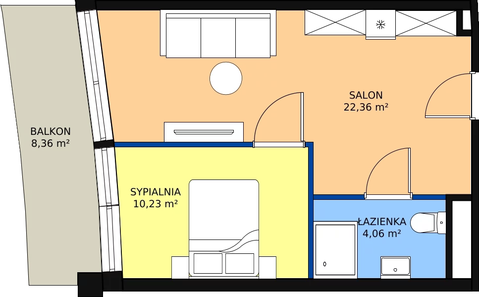 Zalety apartamentu 36.65 m², 2.A26
