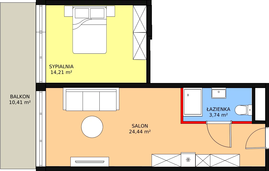 2 pokoje, apartament 42,39 m², piętro 3, oferta nr 3.H23, Linea Mare, Pobierowo, ul. Karola Borka 6